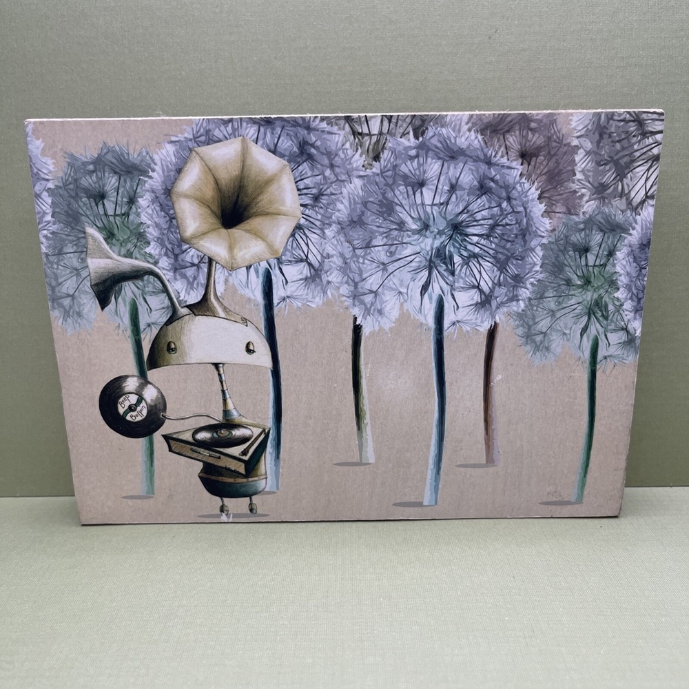 Art‎ Print on Wood Numbered Signed Maggie Hurley Dandelions Records Vinyl Small